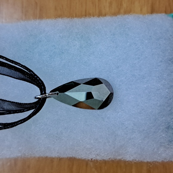 Black Tie Crystal Marquise Necklace - Picture 6 of 6